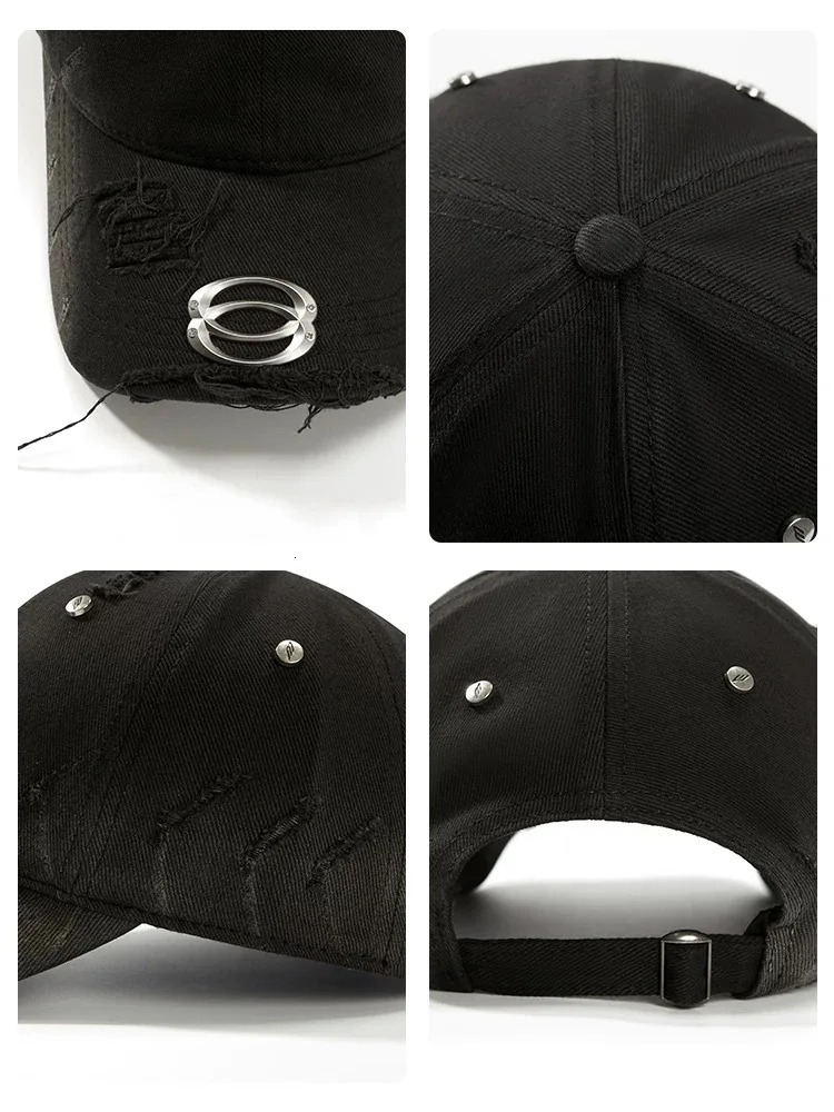 Washed Ripped Vintage Baseball Cap Men Women Hip Hop Punk Rock Denim Hat Street Casual Casquette 250905