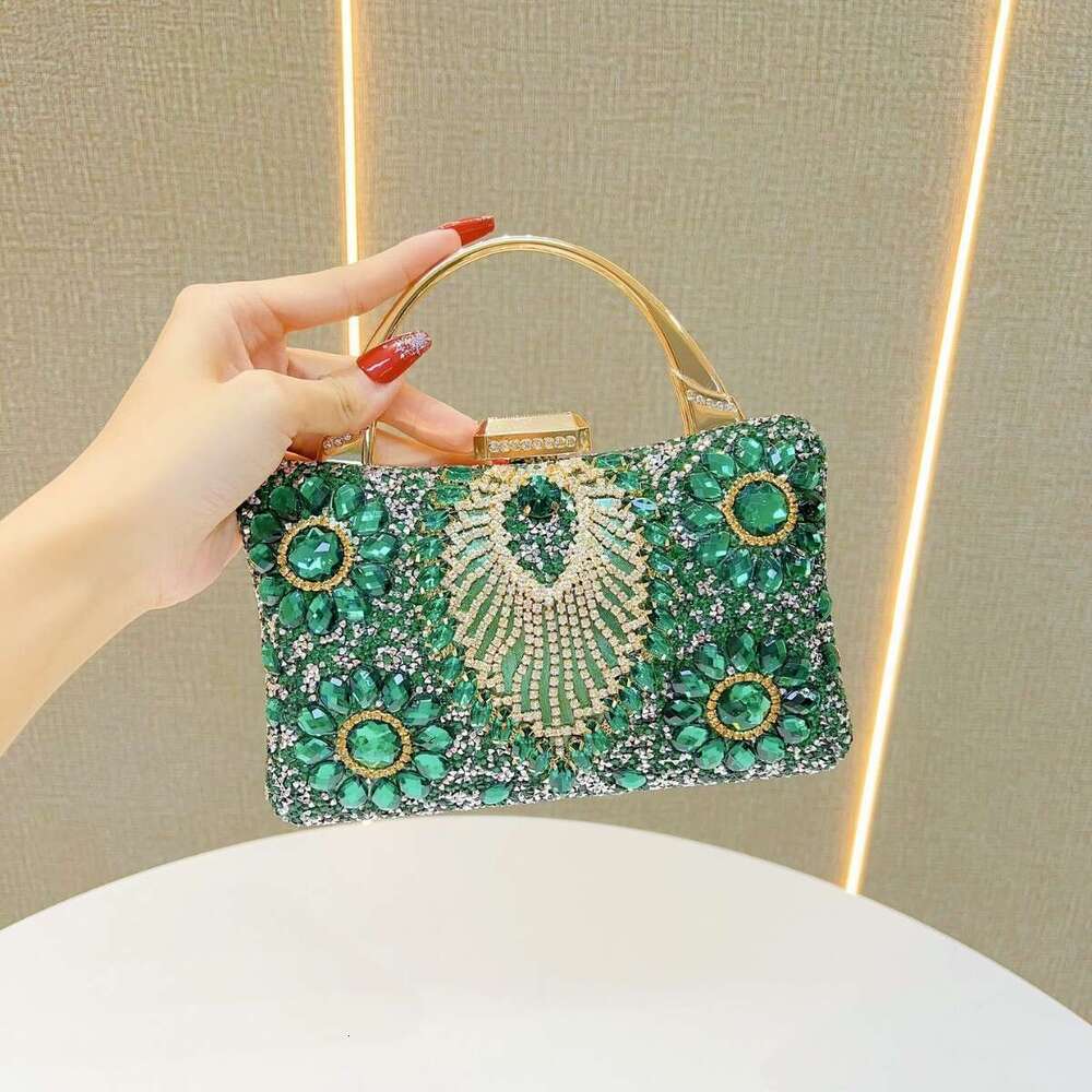 New Style Socialite Heavy Embroidered Diamond Evening Diamond-Encrusted Handbag for Women Wedding Banquet Matching Cheongsam Women's Bag