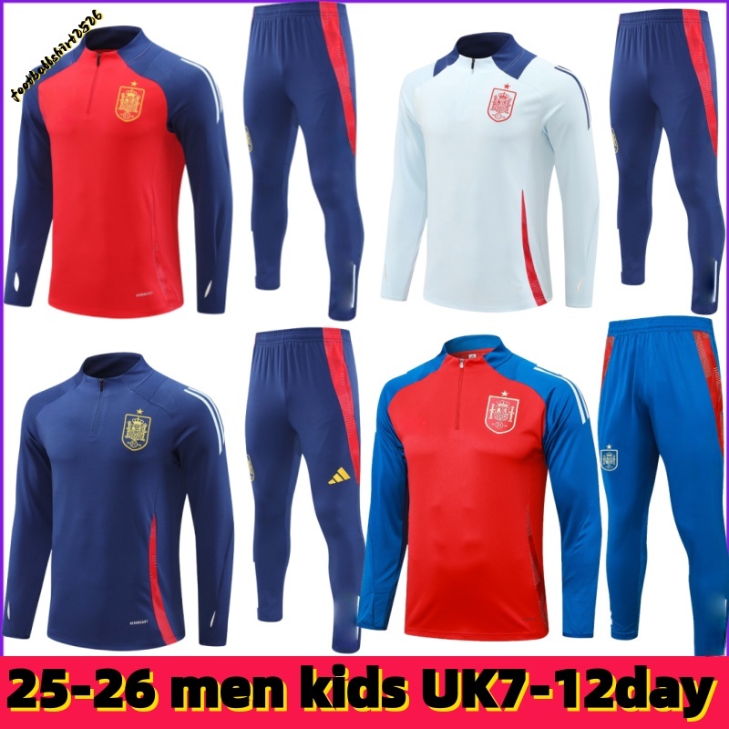 24 25 Spain Long sleeved half pulled tracksuit PEDRI FERRAN MORATA A.INIESTA PEDRI Espana Camiseta 2024 world training suit Cup ALCACER SERGIO men kids kit uniformes