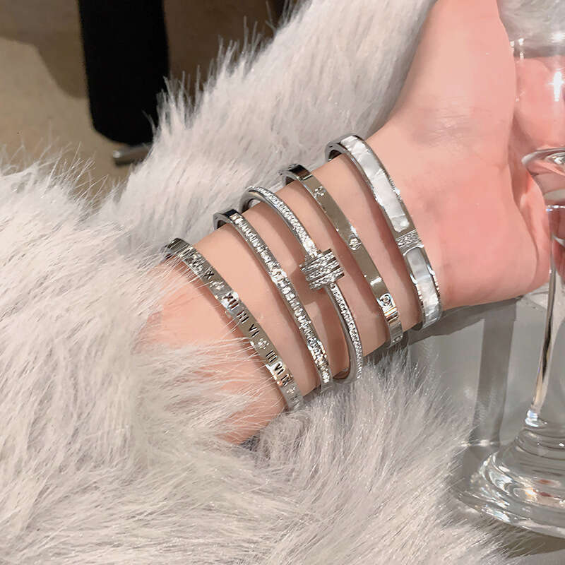 DH collections: High - end White Mother - of - Pearl Bracelets for Women - Sparkling Diamond - set Stainless - steel Jewelry