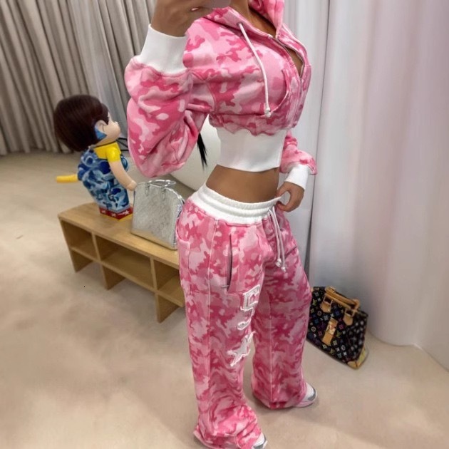 Spicy Girl HipHop Street Style Short Cardigan Hoodie Sweatshirt INS Loose StraightLeg Pants Set y2