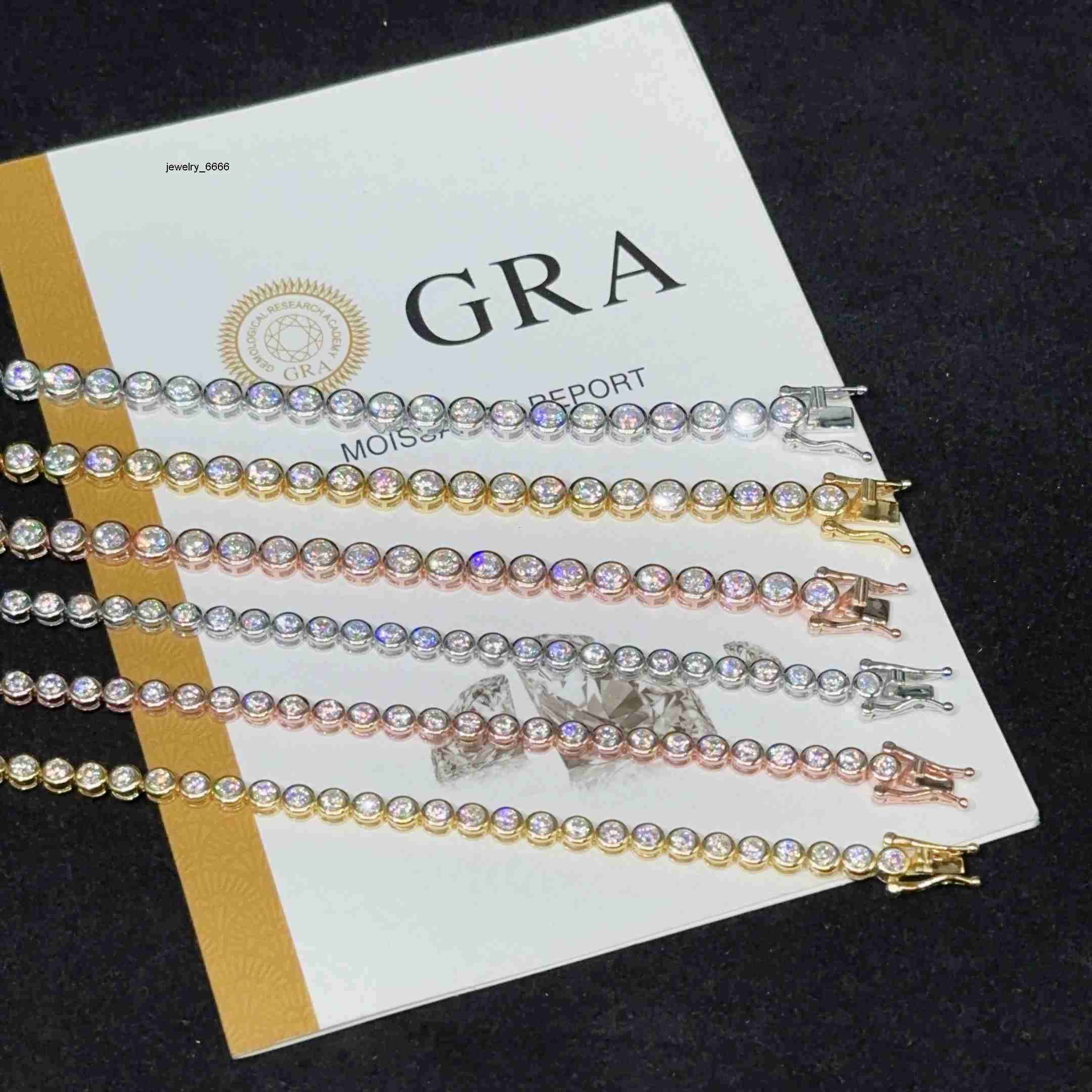 Factory Price Pass Diamond test 3mm Moissanite Tennis Bracelet Bezel Hip Hop 925 Moissanite Tennis Chain Diamond Tennis Necklace