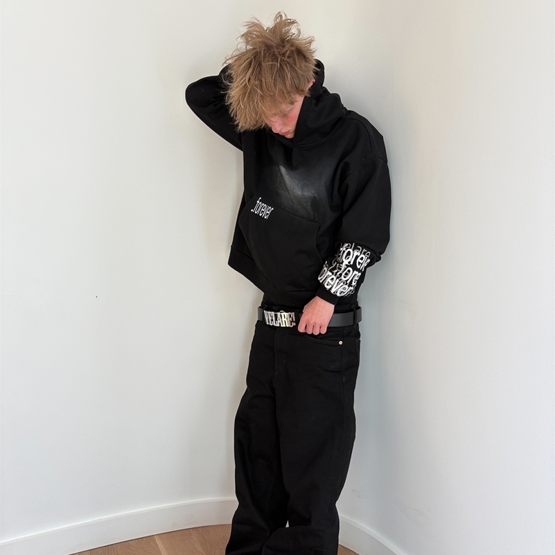 Harajuku forever hoodies tracksuit men oversized sweatshirt y2k tops polyester clothes goth couples streetwear men clothing 250905
