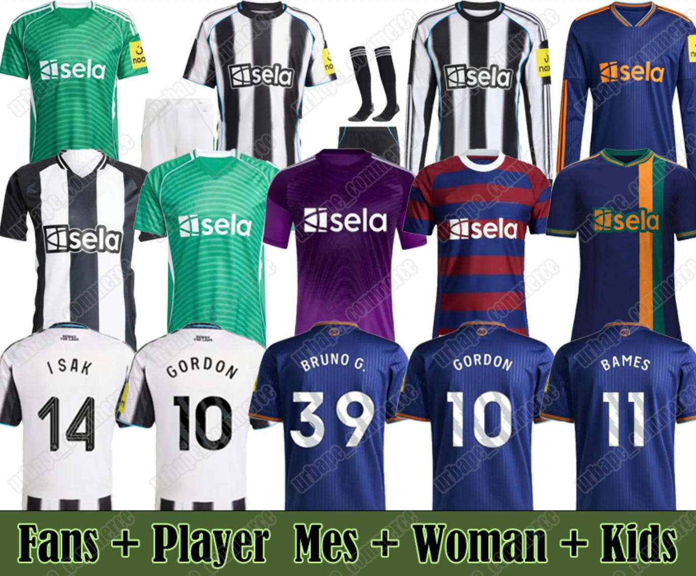 25 26 newcastled united soccer jerseys shirts ISAK GORDON JOELINTON WILSON BRUNO G. TONALI BOTMAN TRIPPIER DUBRAVKA SCHAR 2025 2026 football Home LS Kids kit uniform