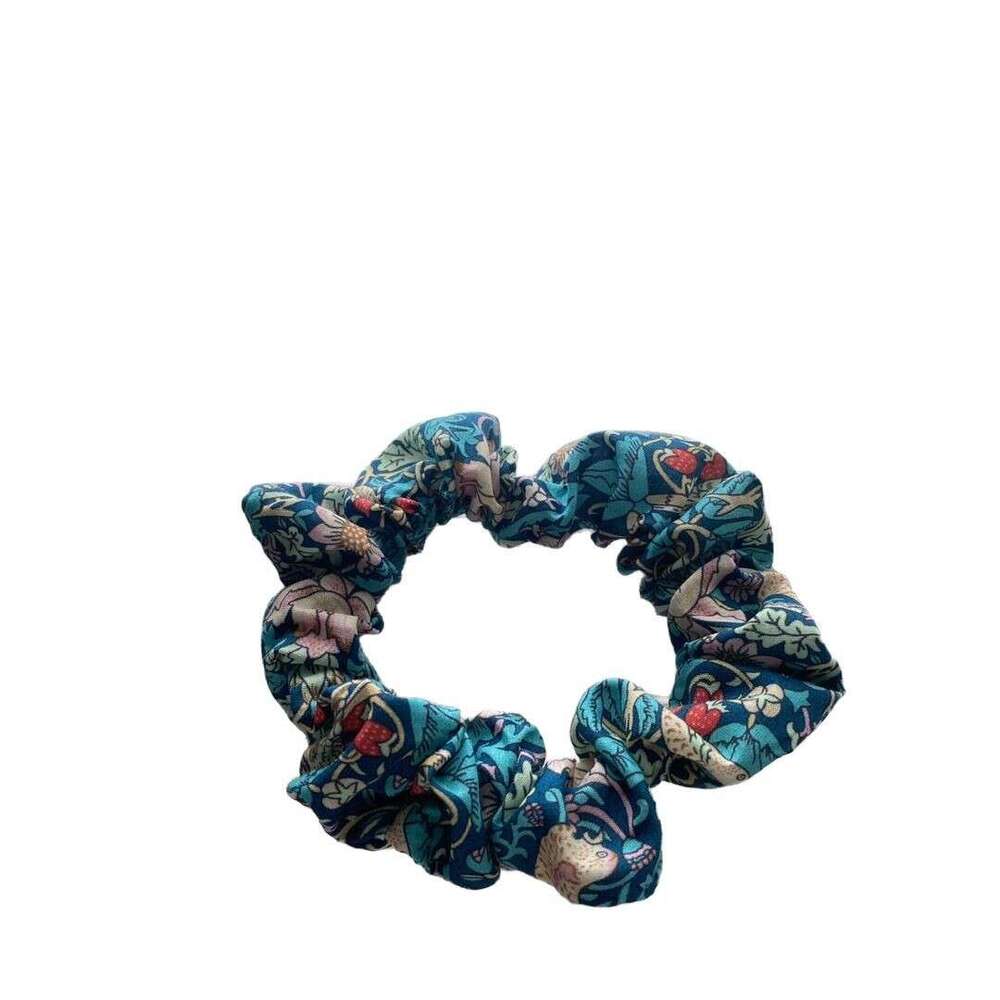 DH collections Enlarged British Liberty Floral Fabric Chunky Elastic Hair Ties - Strawberry Thief Pattern
