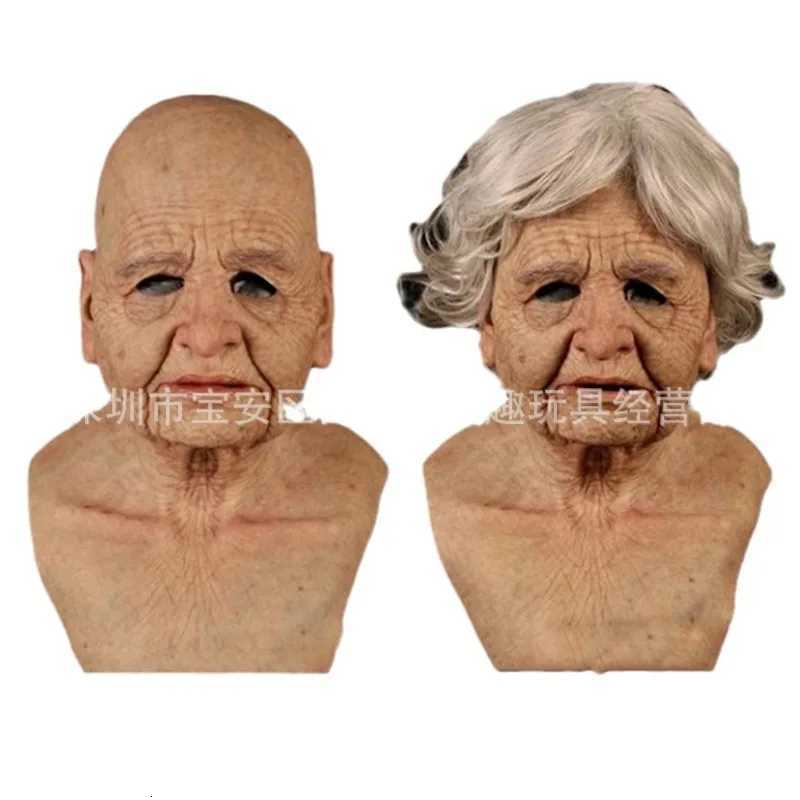 American TV series Deadly Poison Master Old White Mask Bald Old Man Latex Head Cover Halloween Cosplay Funny Prop W250906