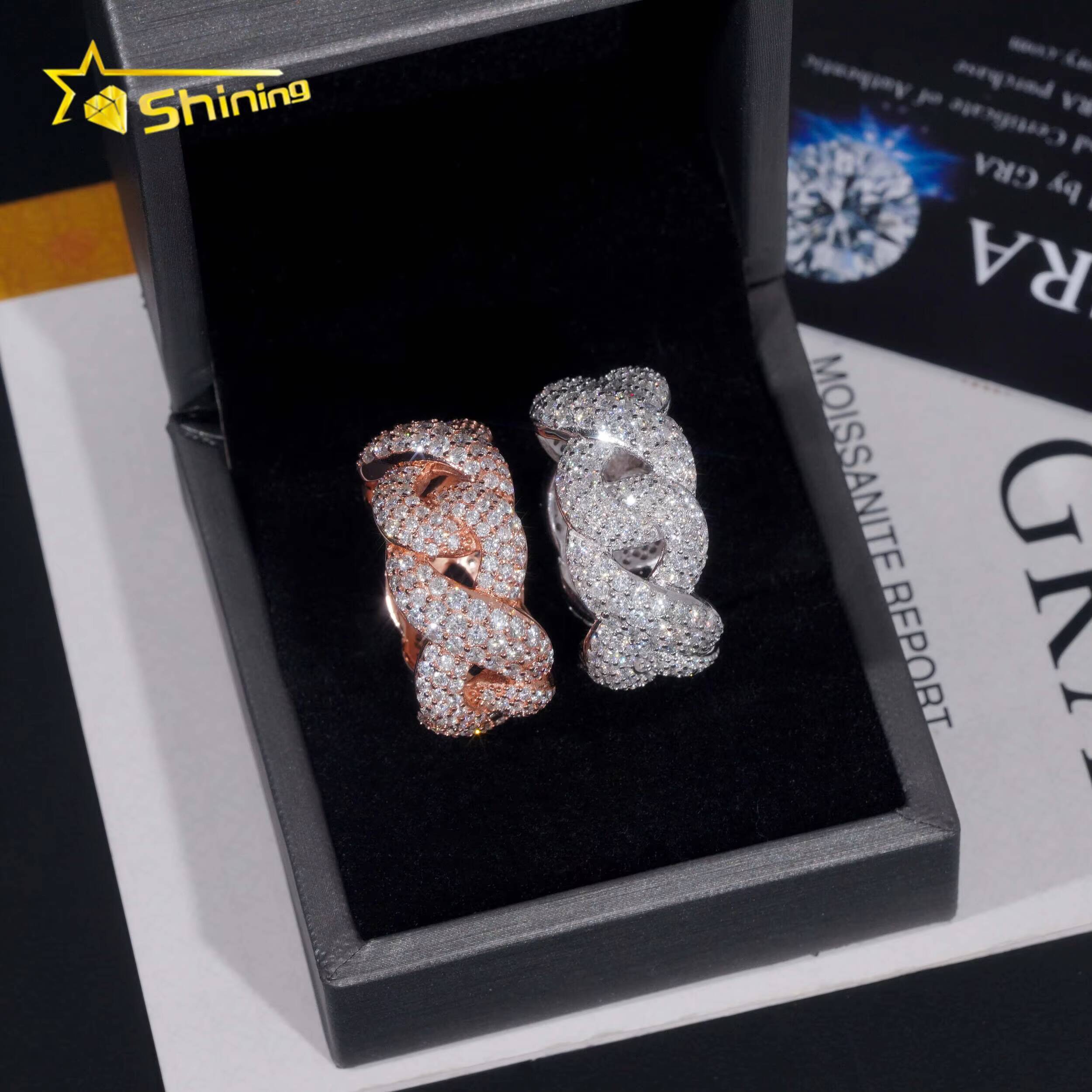 New Style Pass Diamond Tester Hip Hop Jewelry 925 Silver Fully Iced VVS Diamond Infinity Moissanite Cuban Ring