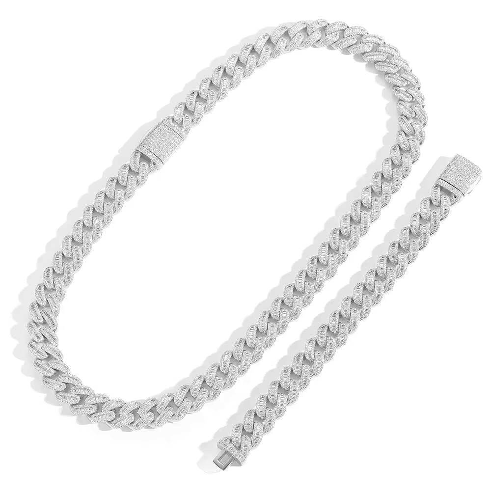 Hot Sale 36mm Gold Moissanite Necklace Plated Chunky Cuban Link Chain