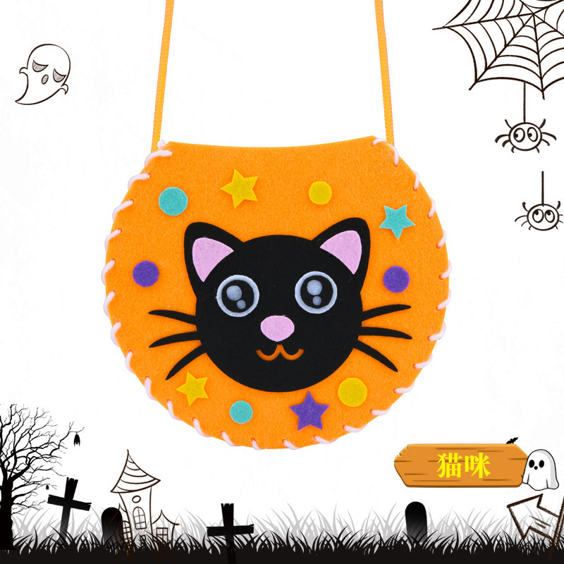 Handmade Halloween Sugar Bag Children's Portable Pumpkin Head Candy Bag DIY Material Bag