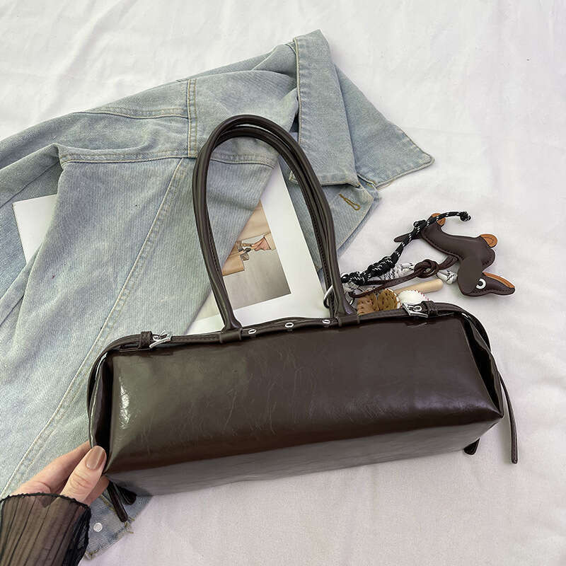 Leopard Print Bowling Women's New Fashion Versatile Niche Belt Buckle Long Strip Shoulder Underarm Baguette Bag