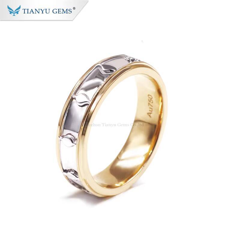 Tianyu Gems Custom Simple Man Gold Ring 14k 18k Double Color Design