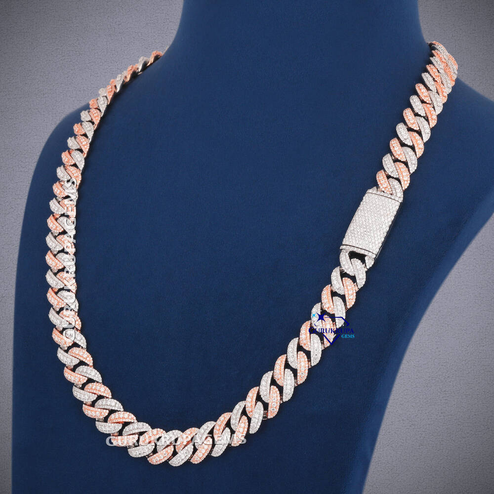 Wholesale VVS Moissanite Iced Chain for Mens 13mm22mm Wide 925 Solid Silver Diamond Rapper Cuban Link Necklace