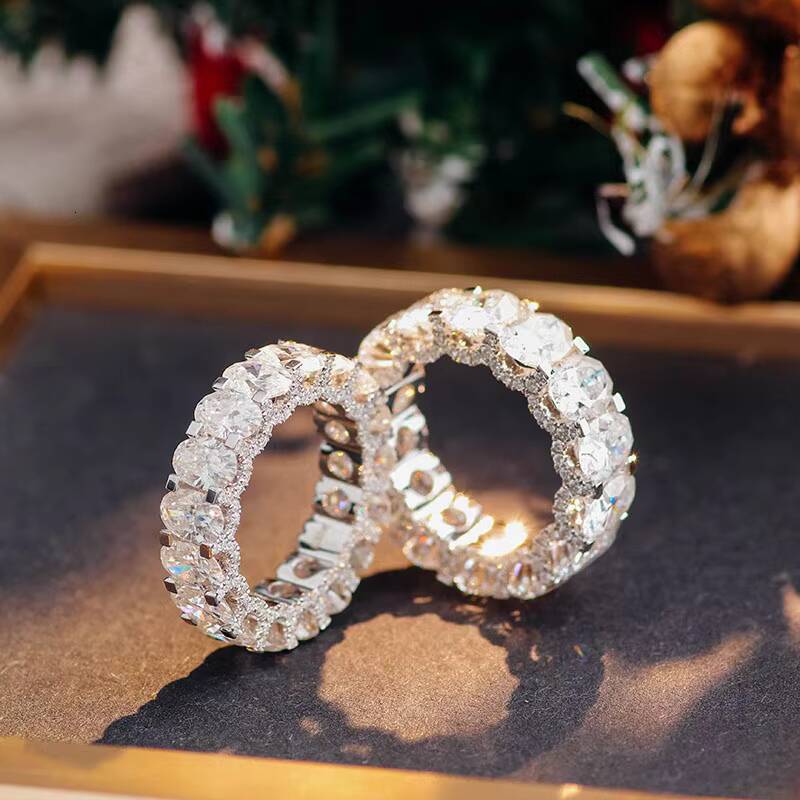 Provence Wedding Ring Classic Style 10K White Gold Ring Oval Cut Moissanite Diamond Ring Fine Jewelry