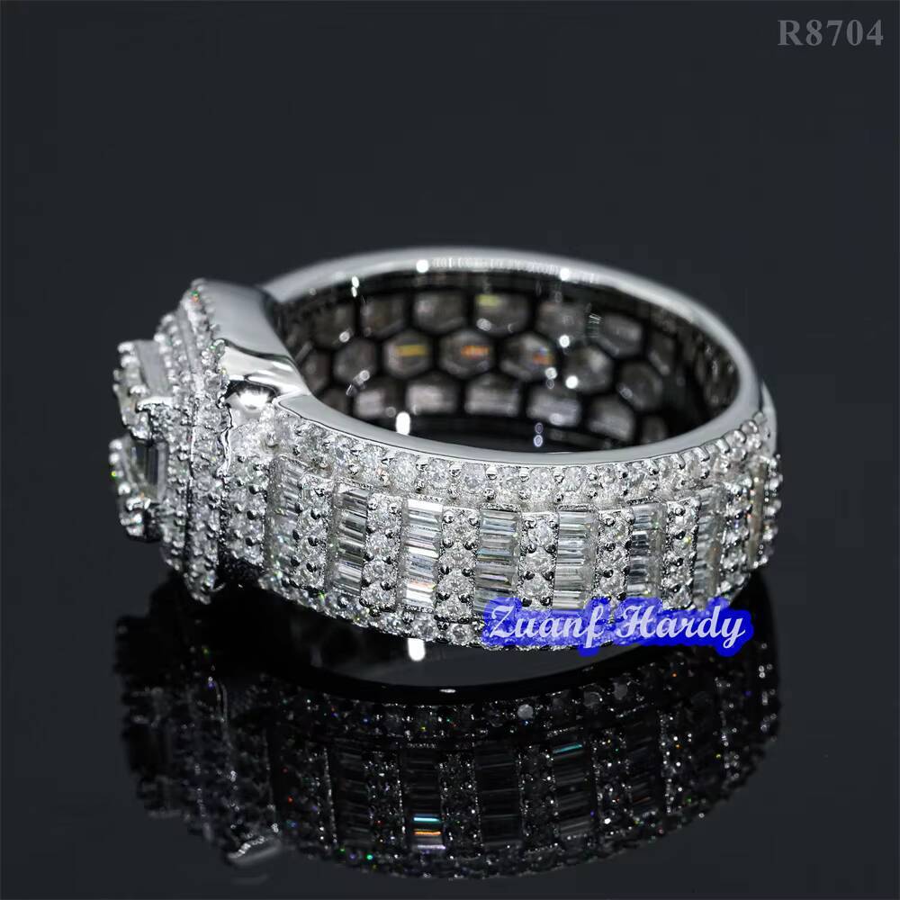 Fine Jewelry Iced Out Men Diamond Ring Real Gold Plated 925 Sterling Silver VVS Moissanite Diamond Hip Hop Ring