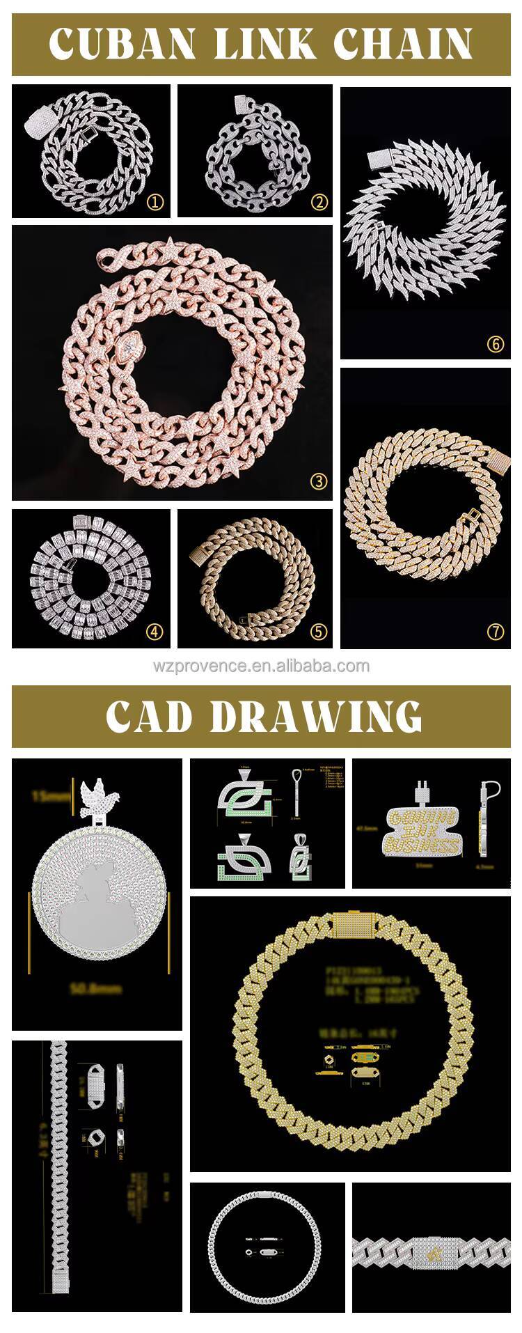 15mm 3Row Moissanite Diamond 18K Gold Plated IcedOut Cuban Chain for Men in 925SilverAll Size Available