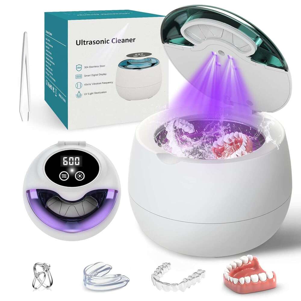 Denture - 45kHz Retainer hine with 200ML Dental Pod, 9 Modes Ultrasonic Cleaner for Denture, Mouth Guard Clenching, Aligner, Braces, Toothbrush, Jewel