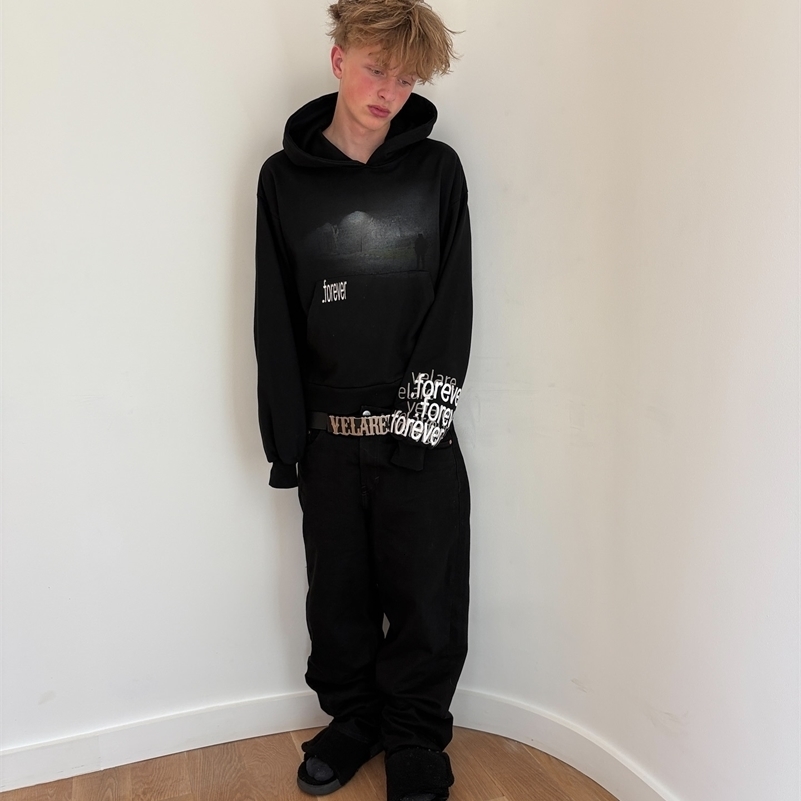 Harajuku forever hoodies tracksuit men oversized sweatshirt y2k tops polyester clothes goth couples streetwear men clothing 250905