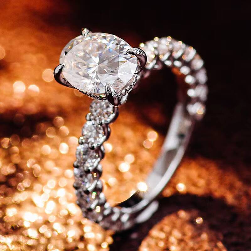 DVVS1 Oval Brilliant High Quality Cultured Diamond Moissanite Womens Engagement Ring 18k White Gold Fine Jewelry