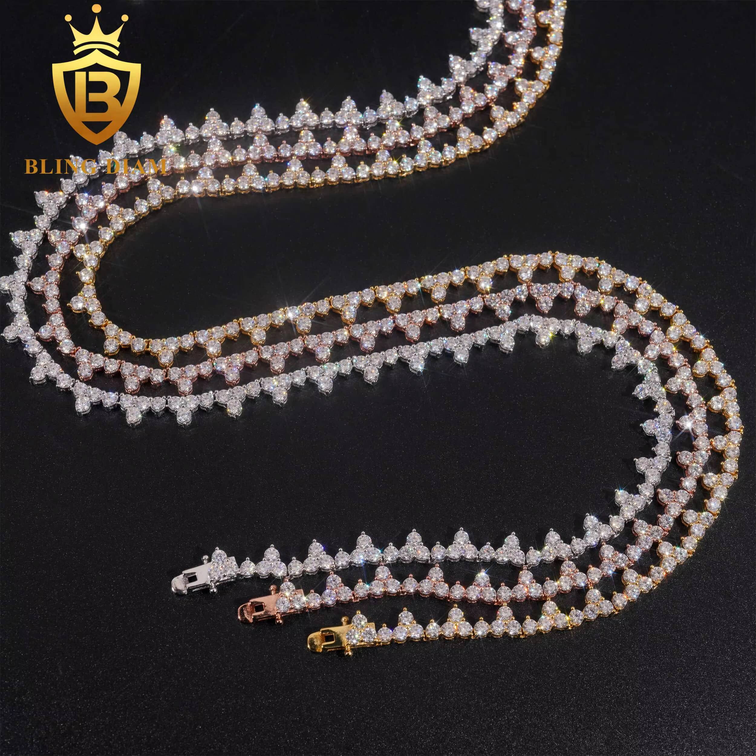 Factory Pass Diamond Tester 25mm Custom Necklace 925 Silver Vvs Moissanite Hip Hop Iced Out Tennis Link Chain