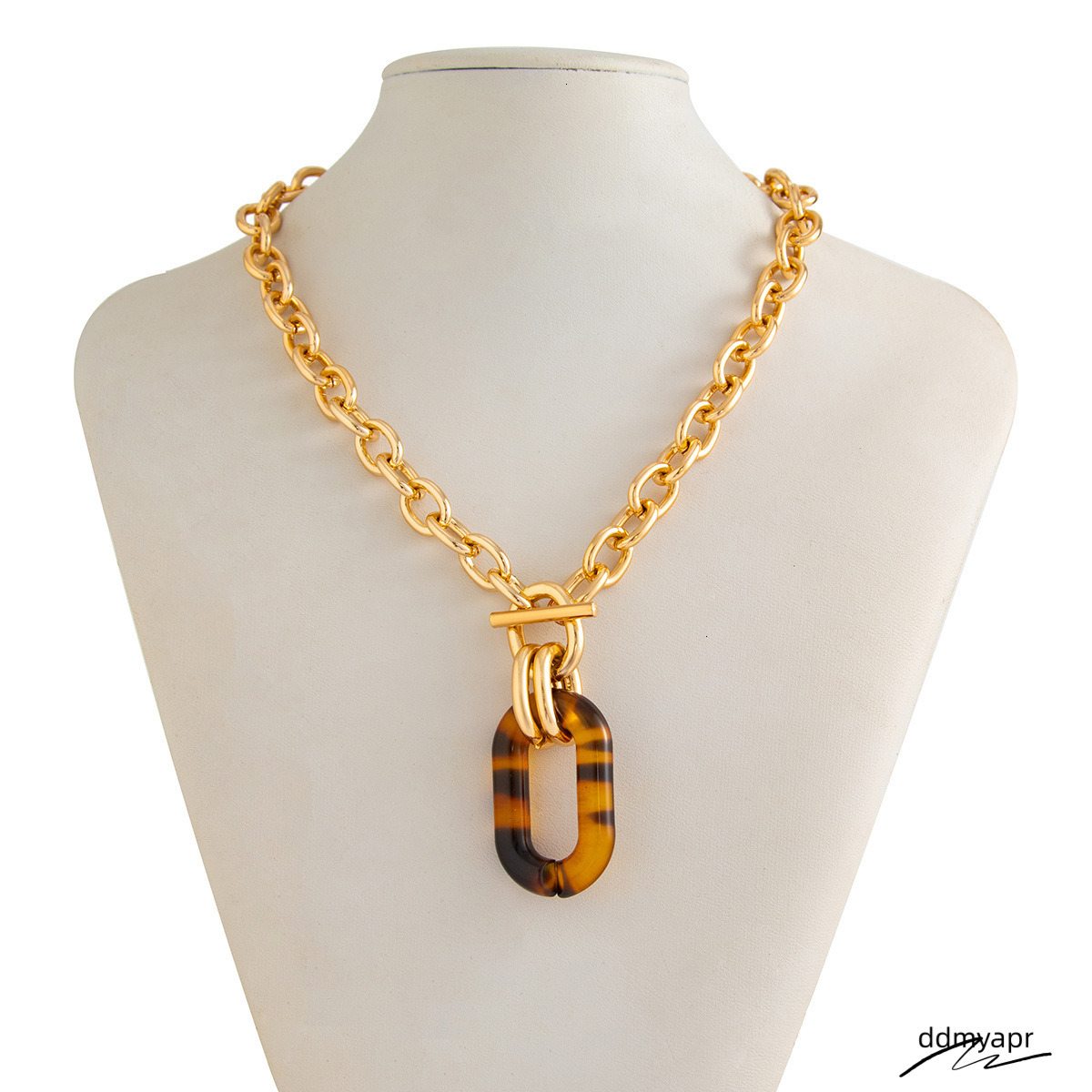 Accessories Fashion Geometric Leopard Print Ddmydec OT Buckle Sweet Cool Personality Metal Chain Necklace Set