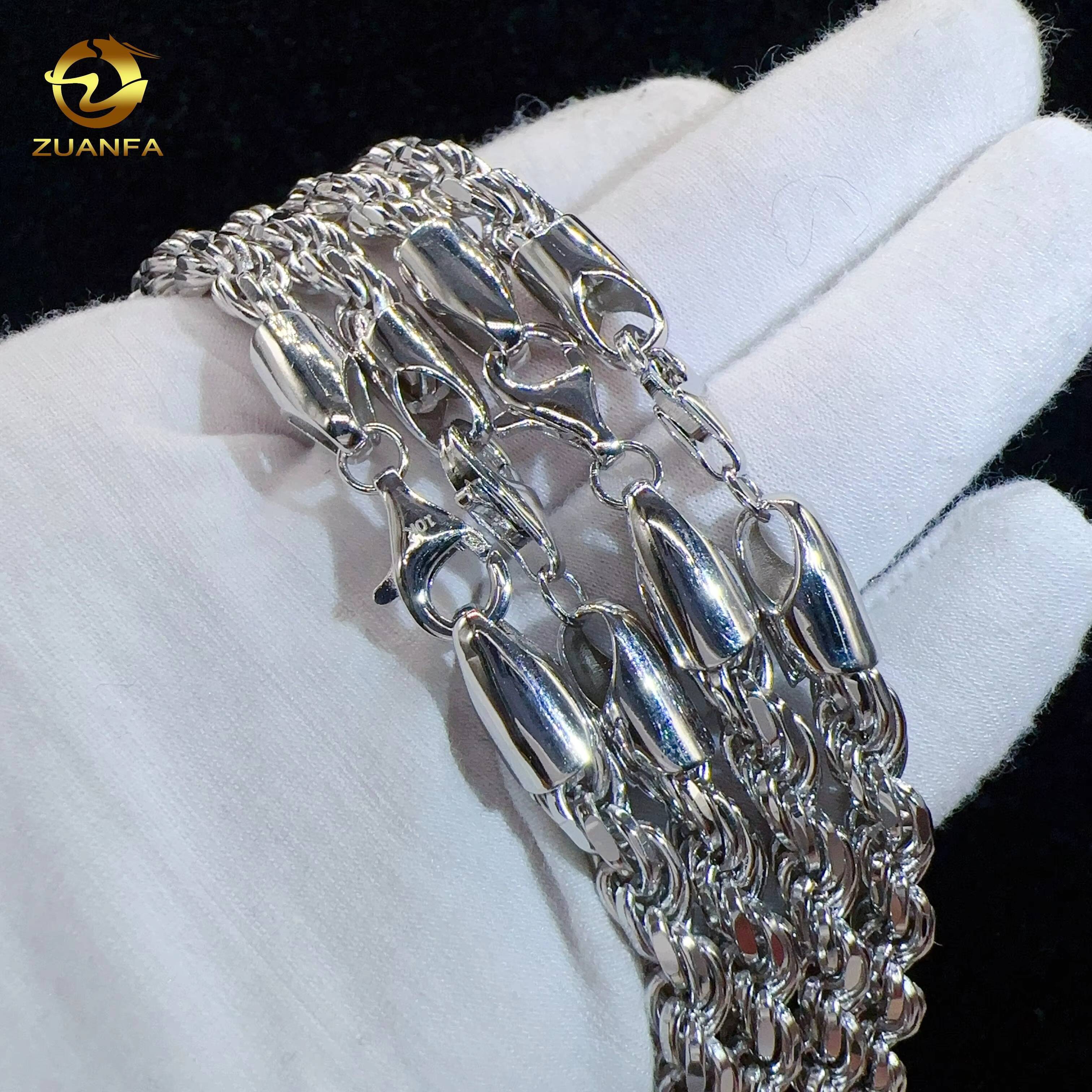 Moissanite Hip Hop Jewelry 6mm 925 Sterling Silver Rope Chain VVS Diamond Chain for Menwomen