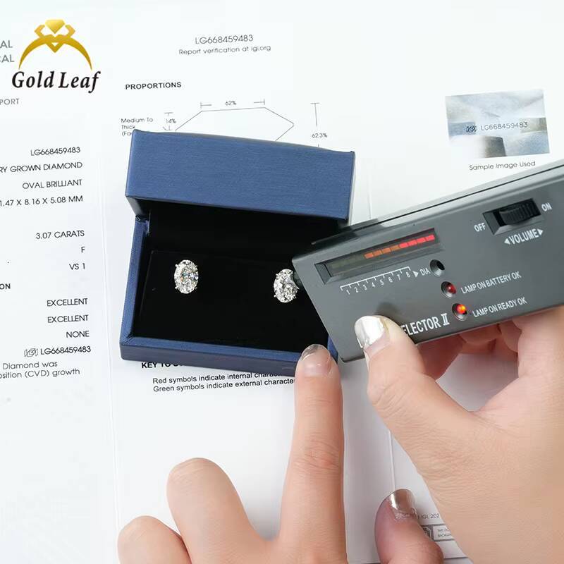 Custom Make Luxury 14K Solid Gold Earrings with IGI GIA 1 Carat 1.5 Carat Oval Shape Lab Grown Diamond for Women