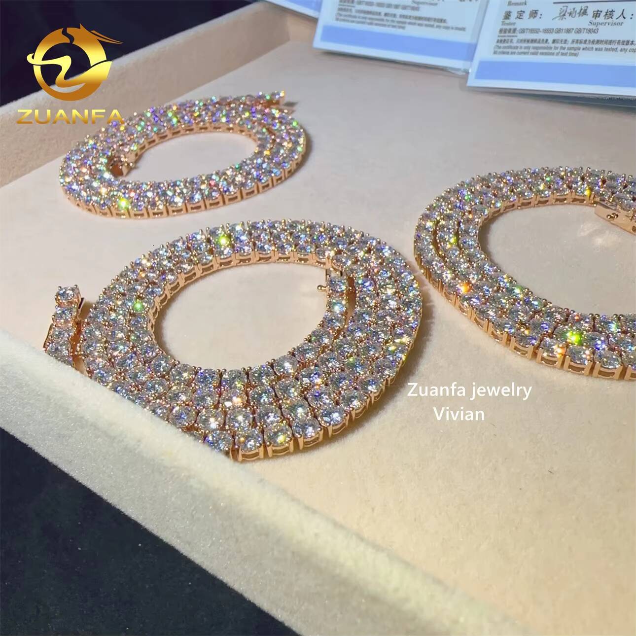 Fine Jewelry 4MM Customized 10K Real Gold D Color VVS Moissanite Diamond Men Women Moissanite Tennis Chain Necklace