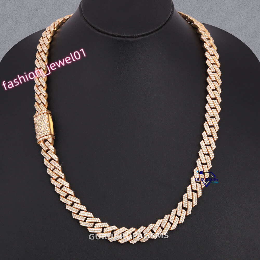 Top Quality Iced Out Chain 20MM VVS Moissanite Diamond Cuban Link Chain Miami Hip Hop Big Lock Chain With 925 Sterling Silver