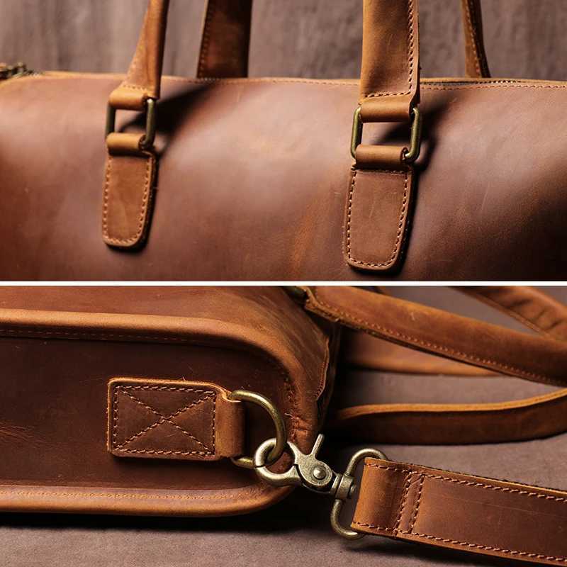 GURO Vintage Genuine Leather Handbag Mens Executive Briefcase Crazy Horse Cowhide Shoulder Bag Business Laptop Crossbody Bags Z250906
