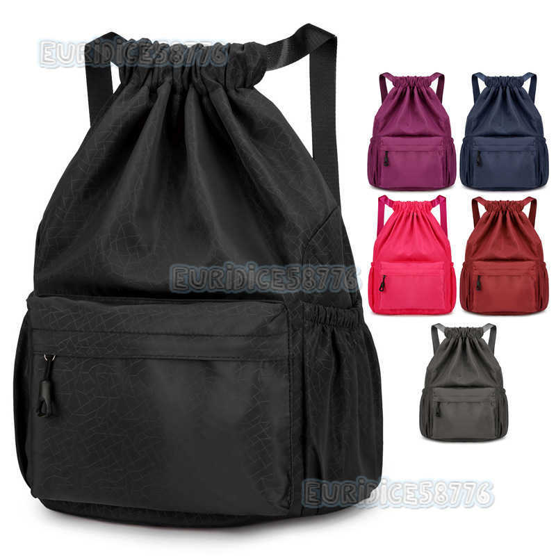 New Womens Drawstring Backpack Solid Color Dark Pattern Drawstring Bag Large Capacity Bucket Bag Gym Bag H250906