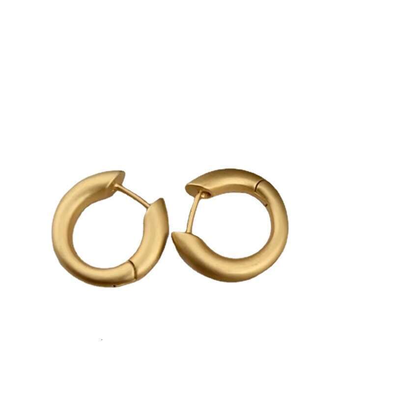 DH collections 2025 New Minimalist Matte Earrings - Round Hoop Earrings, Light Luxury Retro Style, Unisex Copper Electroplated Jewelry