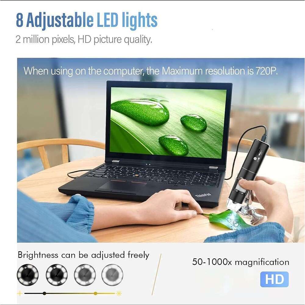 Wireless Digital Microscope, Skybasic 50X-1000X Magnification WiFi Portable Handheld Microscopes Adjustable Stand HD USB Microscope Camera Compatible 