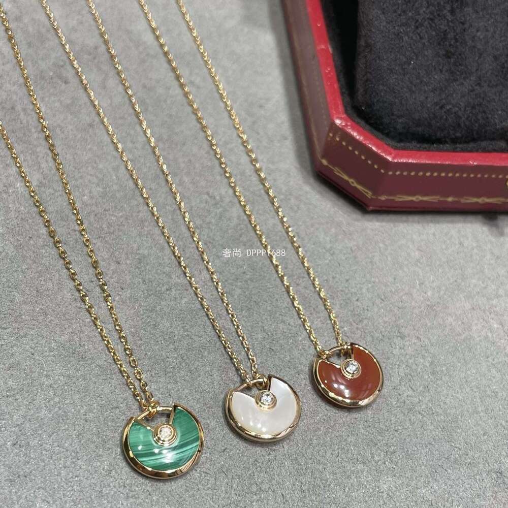 DHpet Amulet Necklace for Women Sier Plated with Rose Gold Natural White Mother-of-Pearl Red Agate Malachite Collarbone Chain
