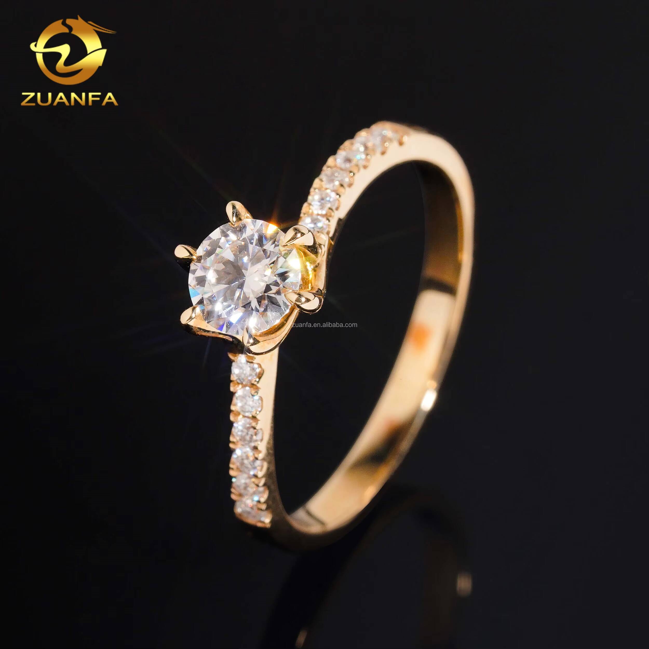 Hidden Halo Anniverssany Gift 14k Real Gold Wedding Bridal Jewelry Luxury 05ct D VVS1 Moissanite Diamond Engagement Ring