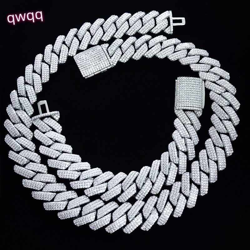 Multirow Moissanite Diamond Cuban Necklace 925 Sterling Silver D VVS Moissanite Cuban Chain Miami Chain Fashion HipHop Jewelry