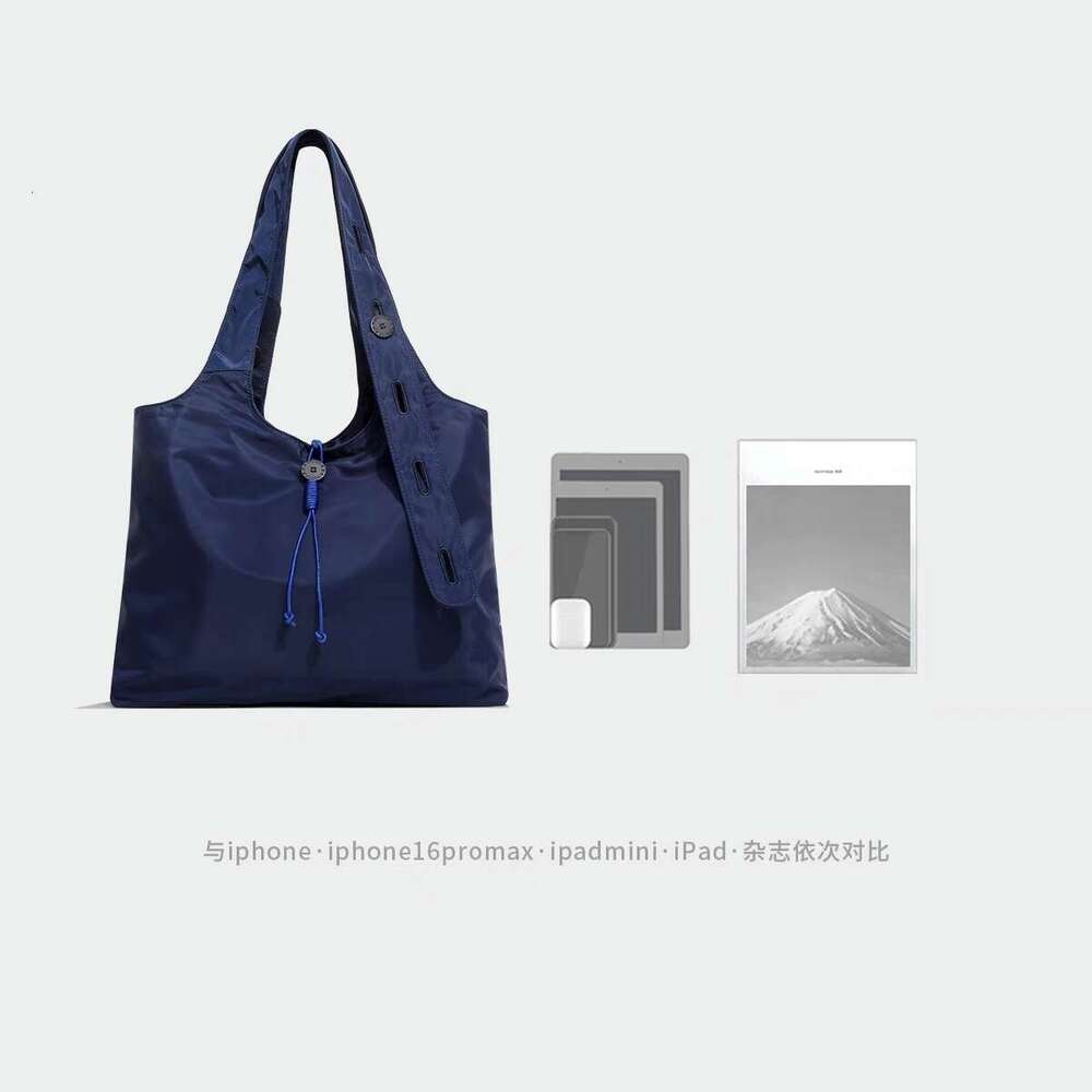 Fashionable Versatile Dark Blue Nylon Shoulder Handbag Large Capacity Tote Bag