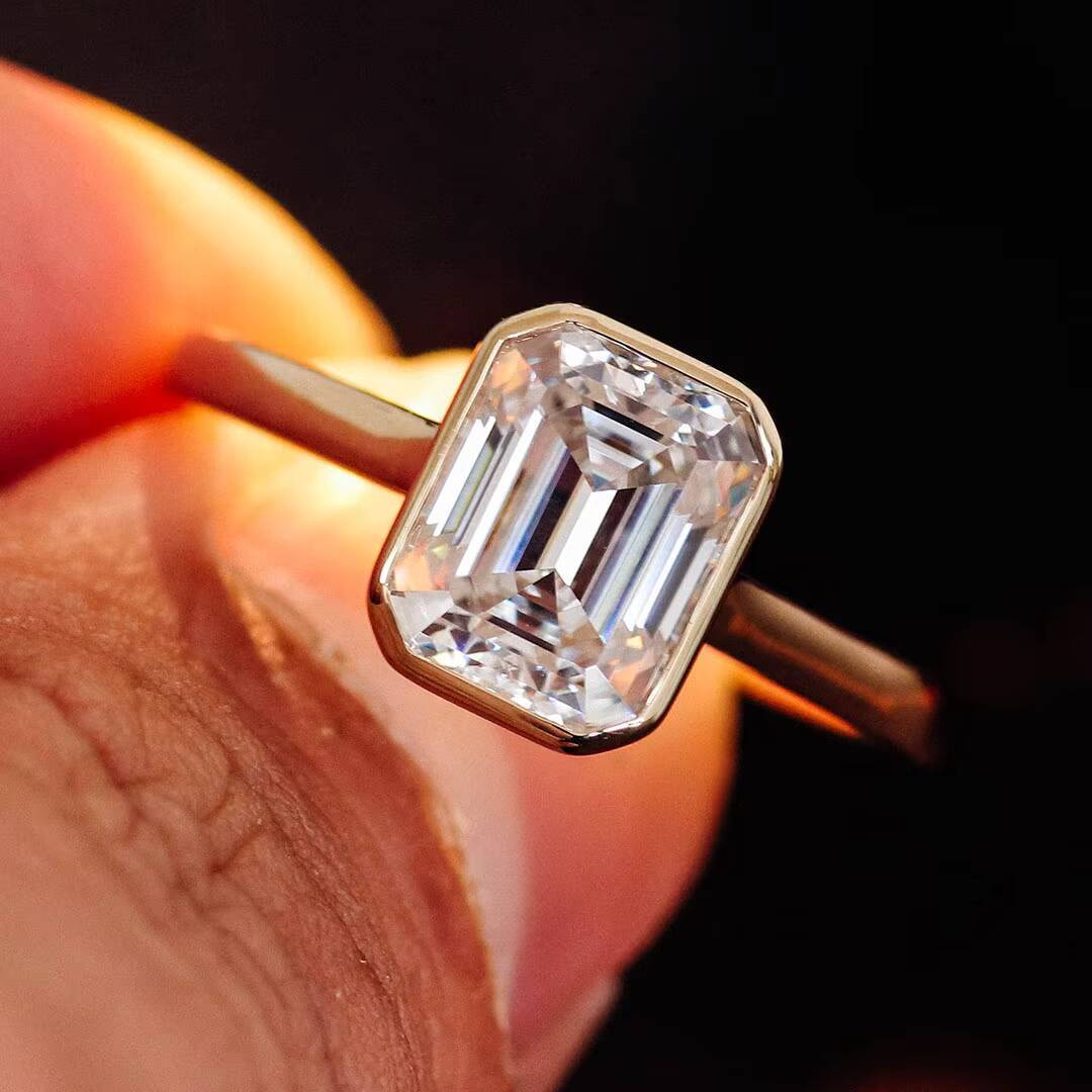 Manufacture Moissanite 2ct Emerald Cut Engagement Rings for Women D Color VVS1 14k Gold Diamonds Ring Moissanite Ring