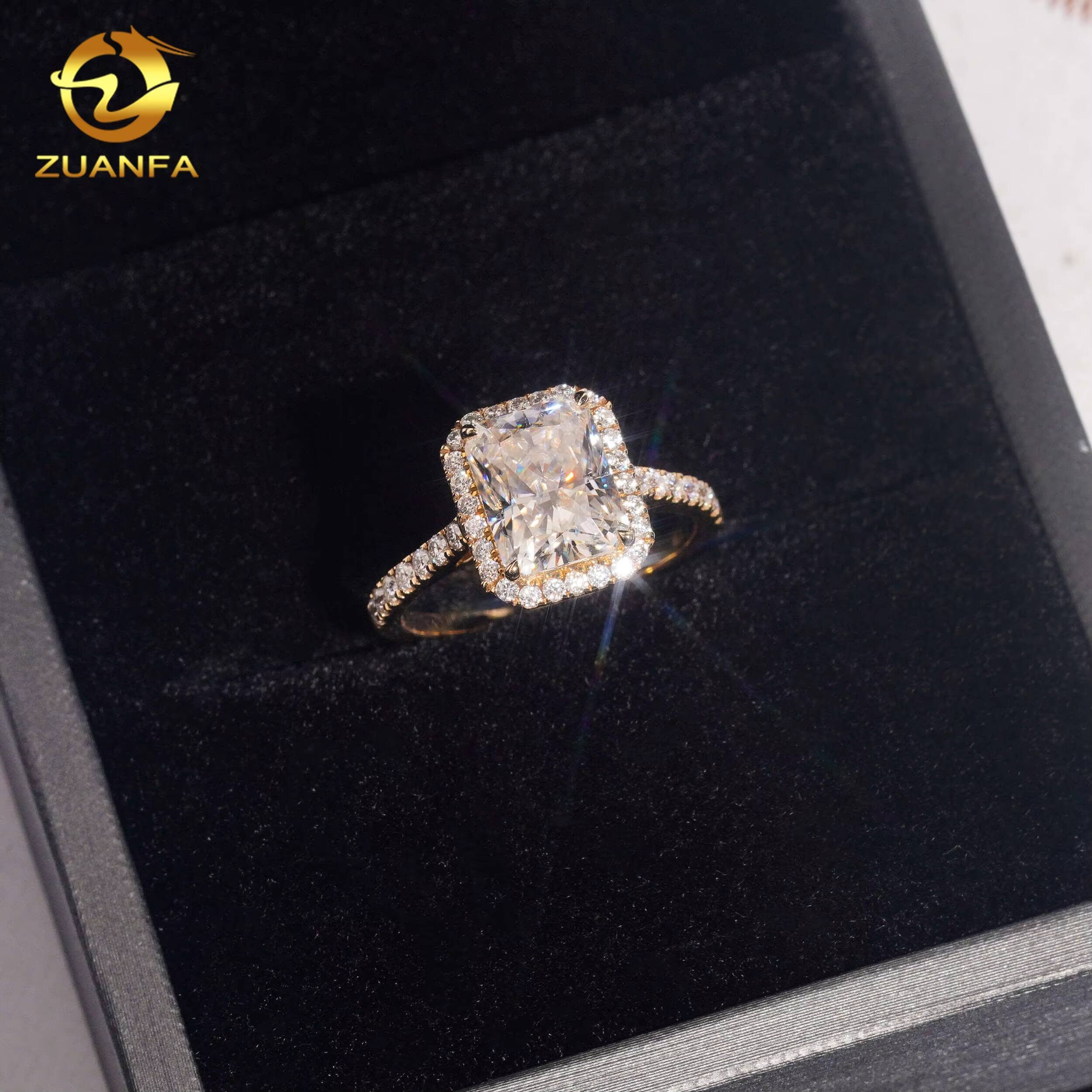 Custom Cluster Radiant Cut Pass Diamond Test 3CT Moissanite Real 10K 14K 18K RoseYellowWhite Gold Wedding Engagement Ring