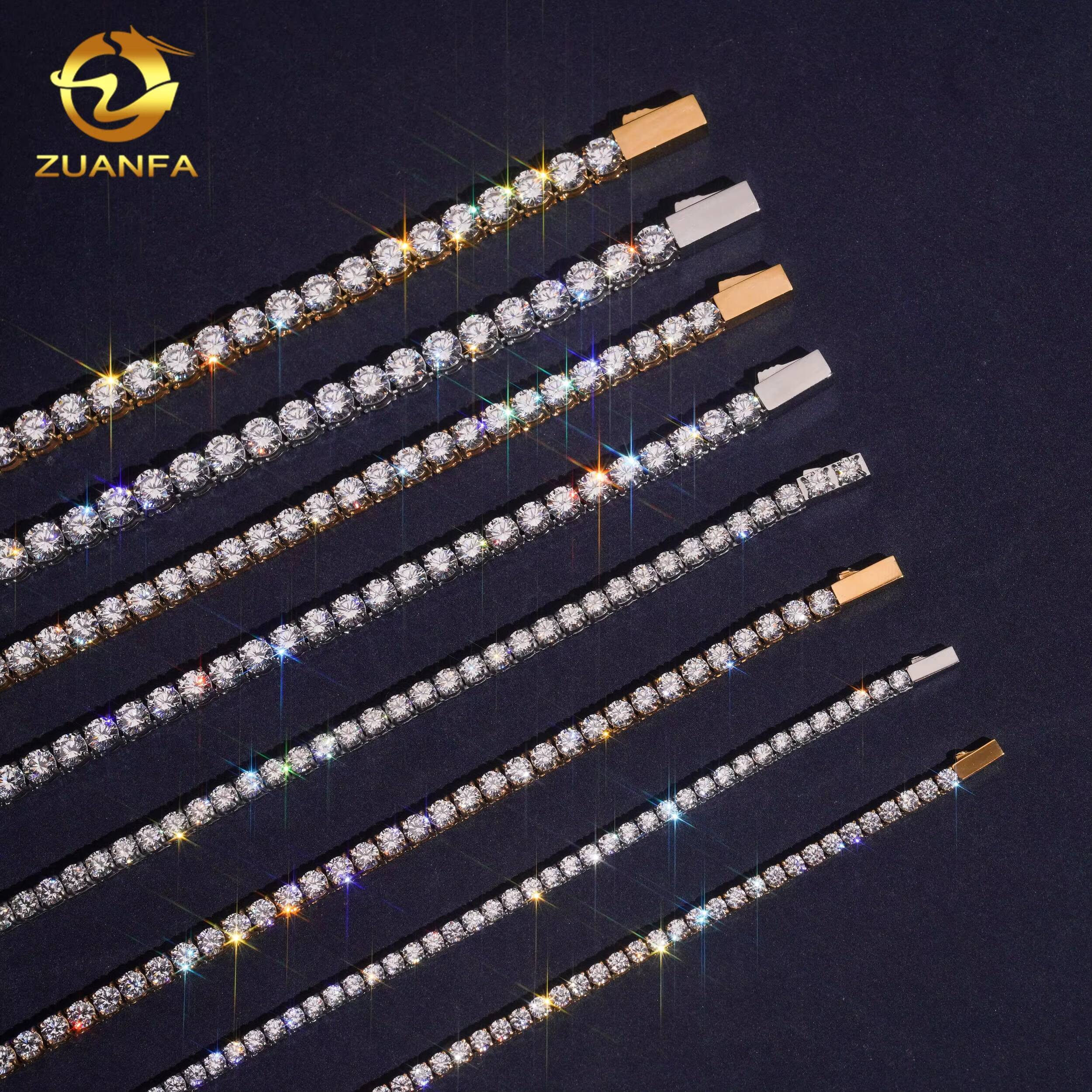 Wholesale Fast Shipping 316L Stainless Steel Tennis Chain Iced Out Jewelry Hip Hop Sparking Moissanite Cheap Price Tennis Necklace