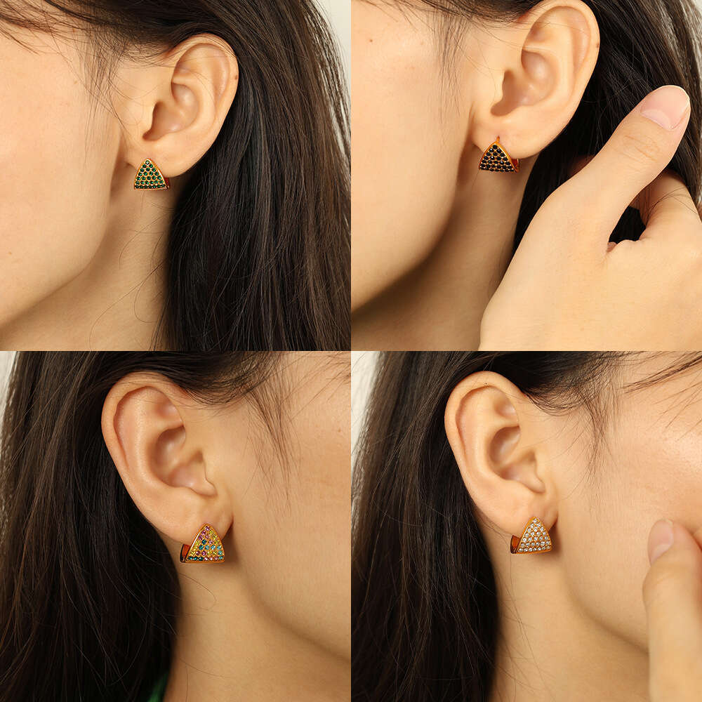 DHpet Hot - selling Korean Creative Triangular Zircon Ear Clips for Women