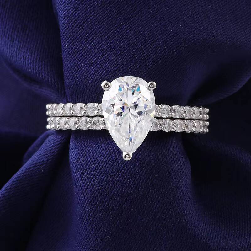 Custom Band Set Radiant Cut 4ct 14k White Gold Diamond Wedding Rings Solitarire Jewelry Women Moissanite Luxury Ring