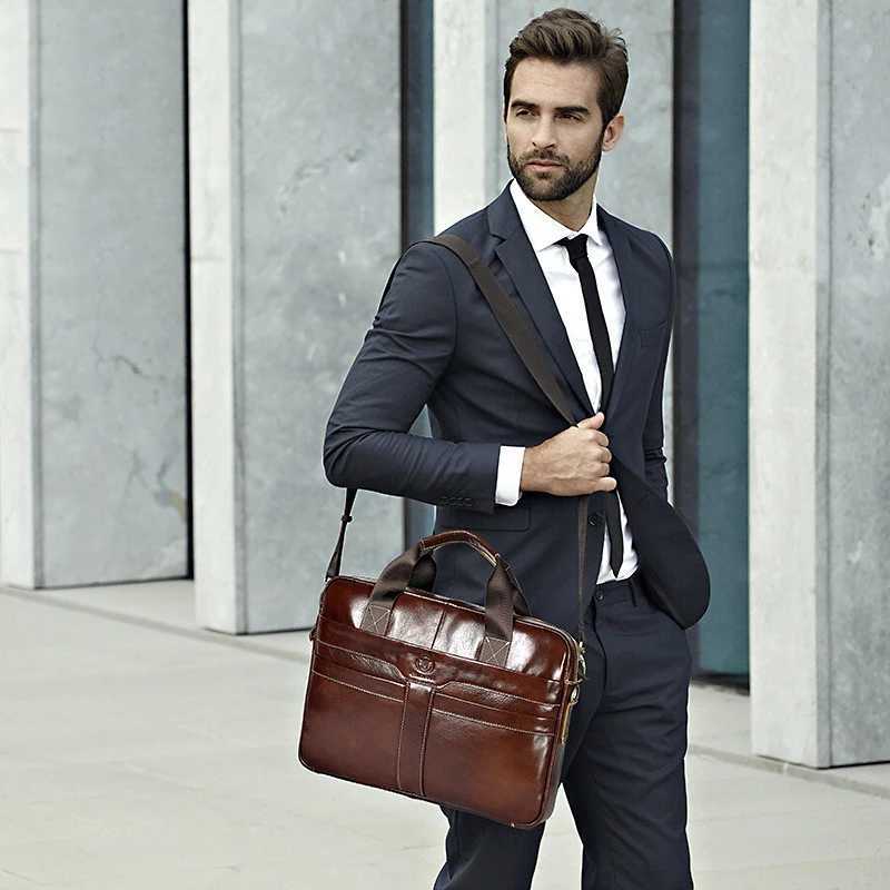 Cowhide Mens Briefcases Shiny Cow Leather Suitcase Business Handbag Large Capacity Leather Shoulder Bags Gift Laptop Bag A2G053 Z250906