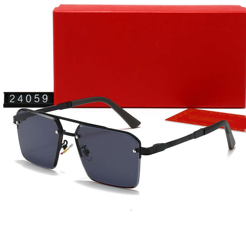 New Fashion Half-Frame Rimless for Women, Internet Celebrity Large Frame Sunglasses, Outdoor Metal Edge Trendy Sunglasses 24059 608