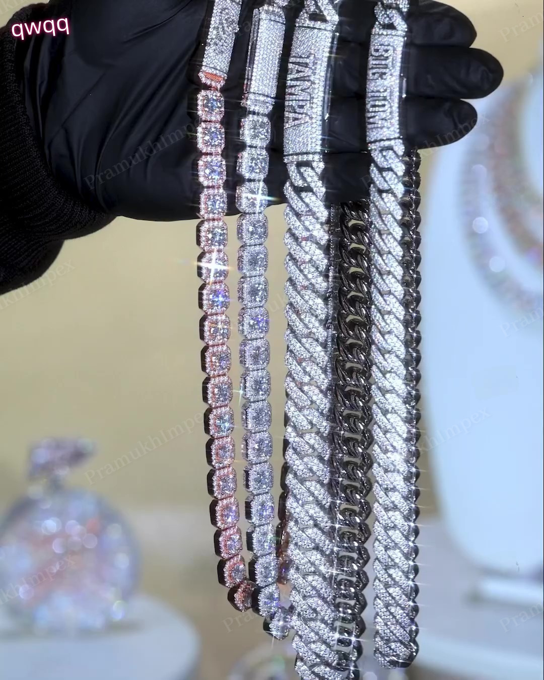 Two Row round Cut VVS Moissanite Diamond 925 Sterling Silver Iced Out Party Wear Miami Cuban Link Chain for Rapper Men and Women