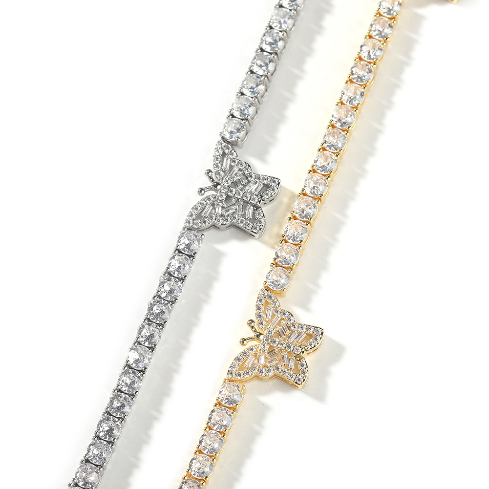Charm Hollow Butterfly Tennis Chain Necklace Gold Plated Chokers Clavicle Chain Jewelry
