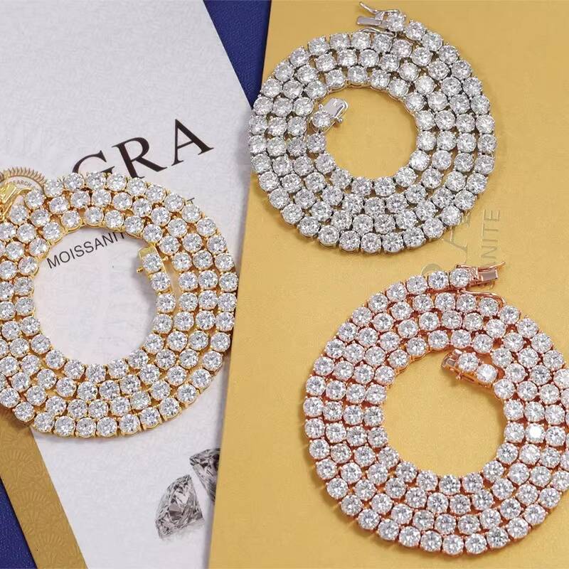 Hip Hop Full Size Sale 265mm Moissanite Bracelet Necklace for Women Sterling Silver Gold Men Iced Out Moissanite Tennis Chain