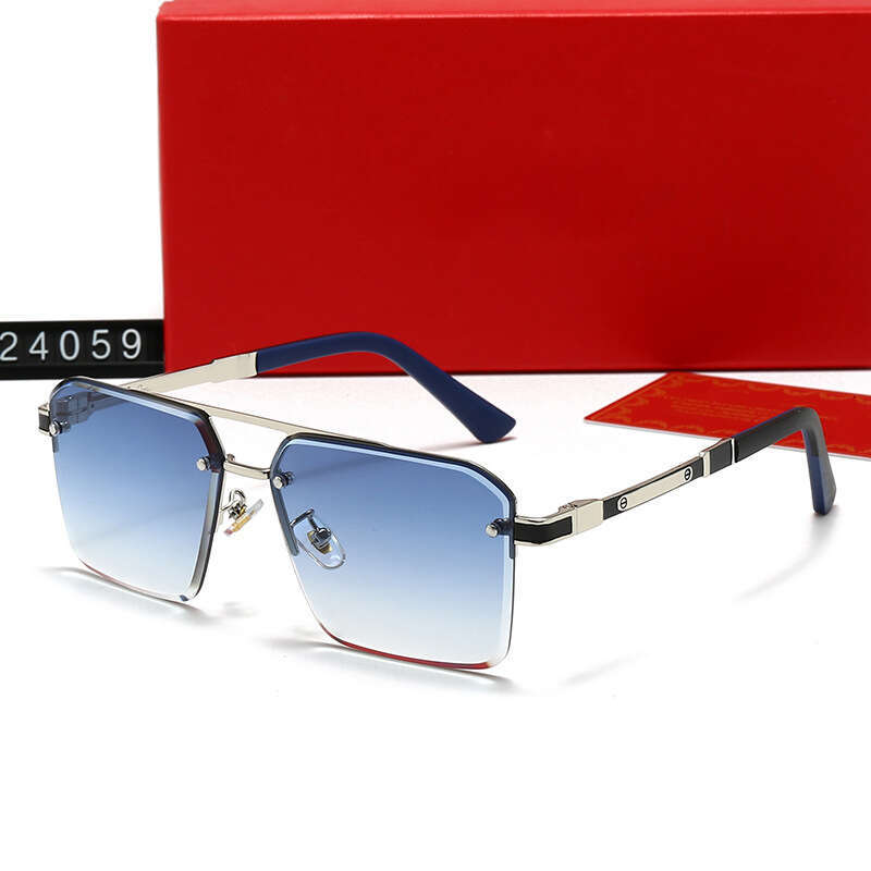 New Fashion Half-Frame Rimless for Women, Internet Celebrity Large Frame Sunglasses, Outdoor Metal Edge Trendy Sunglasses 24059 608