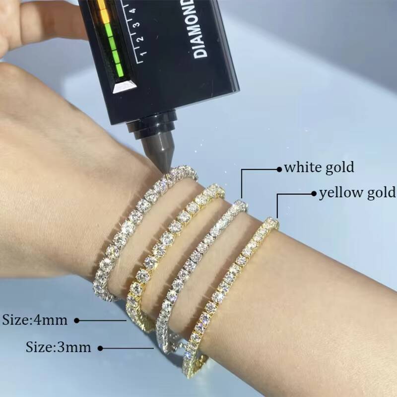 Hip Hop Full Size Sale 265mm Moissanite Bracelet Necklace for Women Sterling Silver Gold Men Iced Out Moissanite Tennis Chain