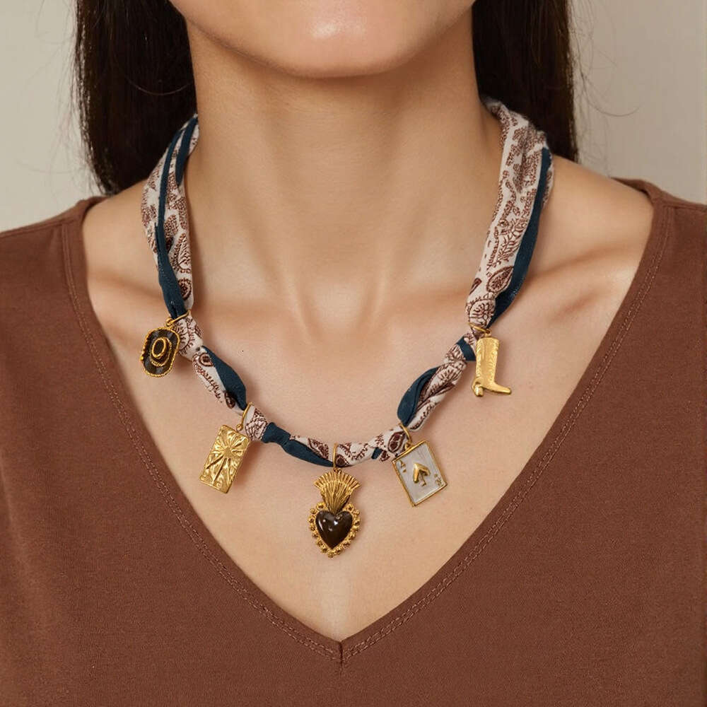 DH collections DIY Rope - Knot Necklace with 18K Gold - Plated Pendant for Women