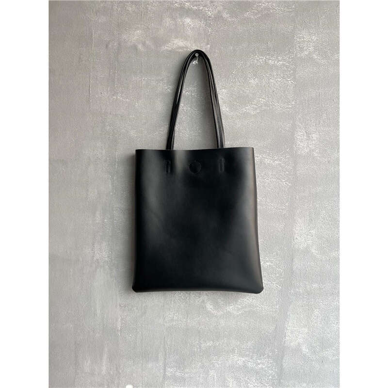 Pure Inside and Out Minimalist Style Soft Leather Fashion Commuter Tote Bag Cowhide Trendy Texture Single Shoulder Handbag for Women
